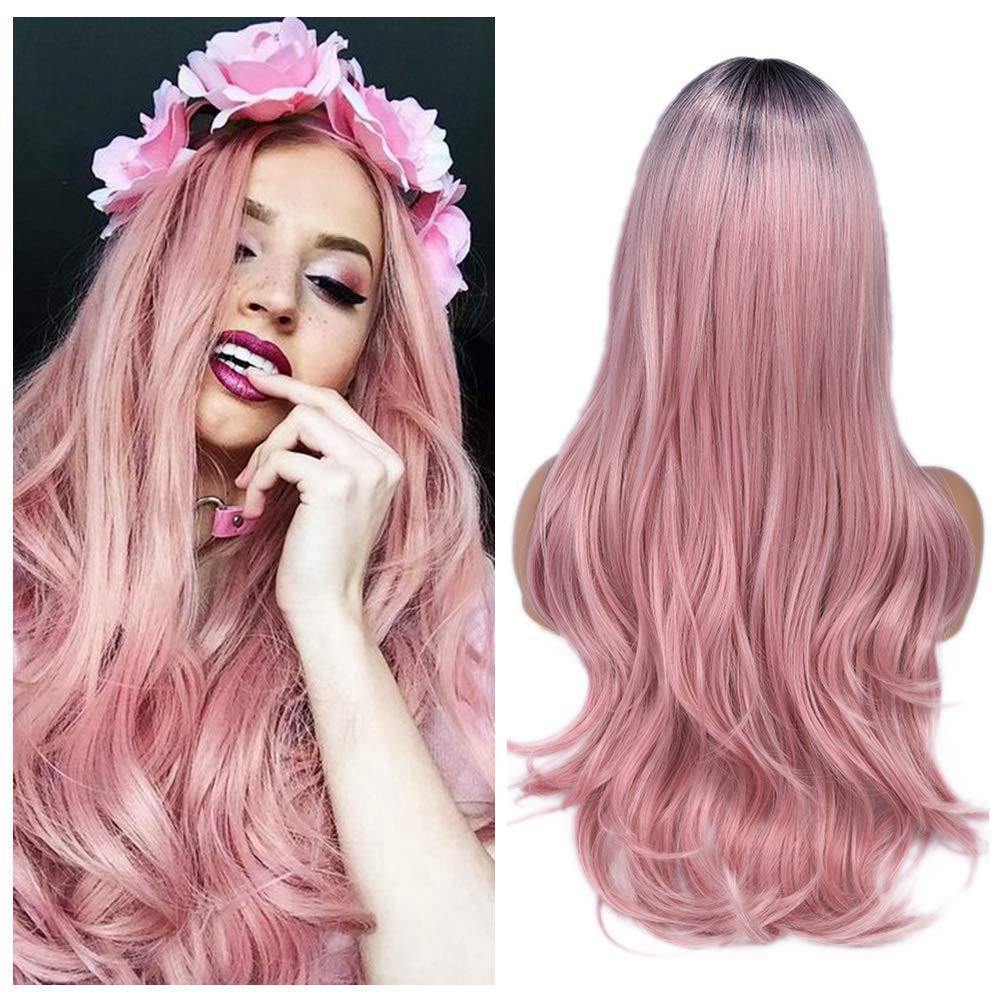 Women Blonde Ombre Hair Black Root Long Curly Wigs Women Blonde Ombre Hair Black Root Long Curly Wigs
